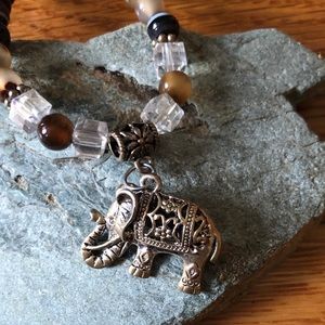 Boho beaded necklace with elephant pendant